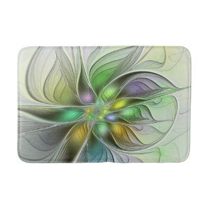Colorful Fantasy Flower Modern Abstract Fractal Badmat