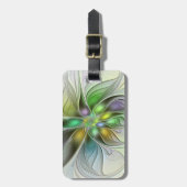 Colorful Fantasy Flower Modern Abstract Fractal Bagagelabel (Voorkant verticaal)