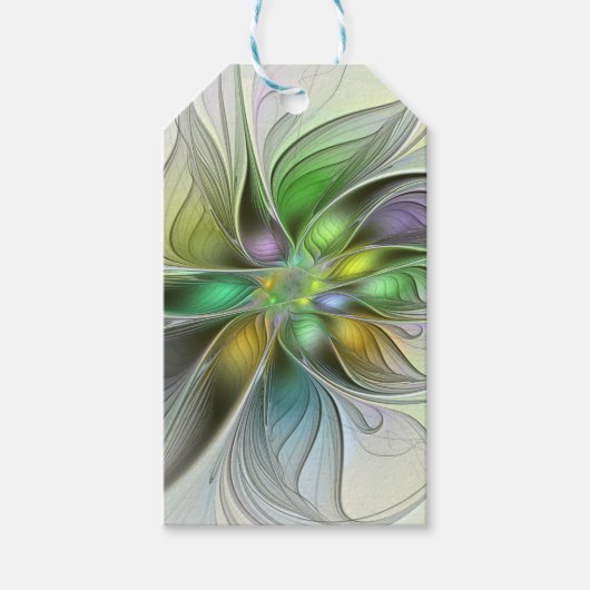 Colorful Fantasy Flower Modern Abstract Fractal Cadeaulabel (Voorkant)