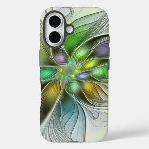Colorful Fantasy Flower Modern Abstract Fractal iPhone 16 Hoesje