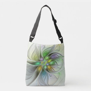 Colorful Fantasy Flower Modern Abstract Fractal Crossbody Tas
