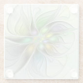 Colorful Fantasy Flower Modern Abstract Fractal Glazen Onderzetter (Achterkant)