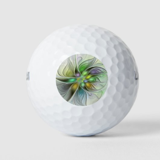 Colorful Fantasy Flower Modern Abstract Fractal Golfballen (Voorkant)