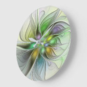 Colorful Fantasy Flower Modern Abstract Fractal Grote Klok (Hoek)