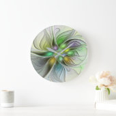 Colorful Fantasy Flower Modern Abstract Fractal Grote Klok (Huis)