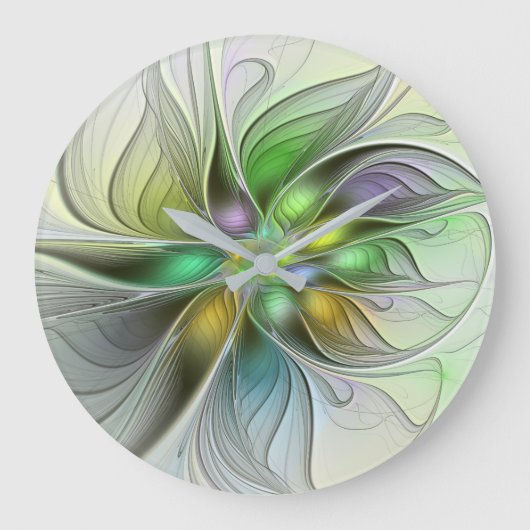 Colorful Fantasy Flower Modern Abstract Fractal Grote Klok (Voorkant)