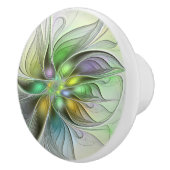 Colorful Fantasy Flower Modern Abstract Fractal Keramische Knop (Rechts)