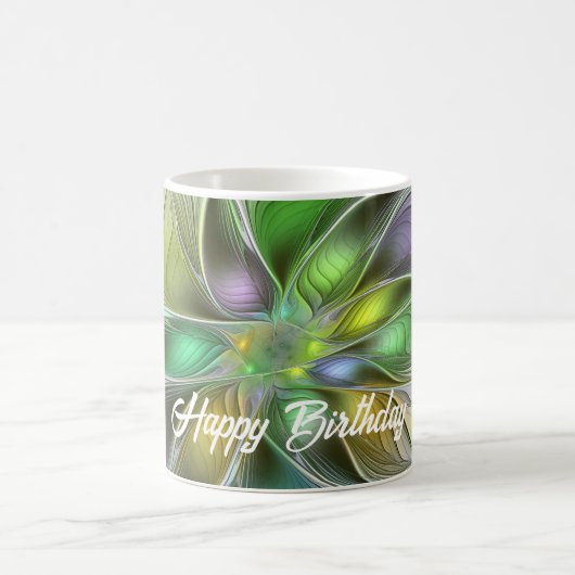 Colorful Fantasy Flower Modern Abstract Fractal Koffiemok (Center)