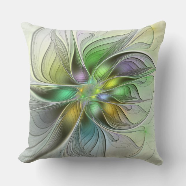 Colorful Fantasy Flower Modern Abstract Fractal Kussen (Voorkant)