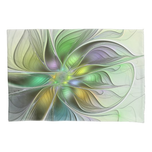Colorful Fantasy Flower Modern Abstract Fractal Kussensloop (Voorkant)