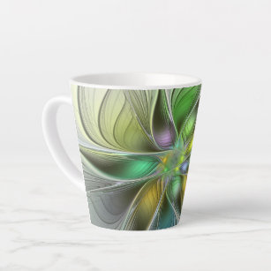 Colorful Fantasy Flower Modern Abstract Fractal Latte Mok