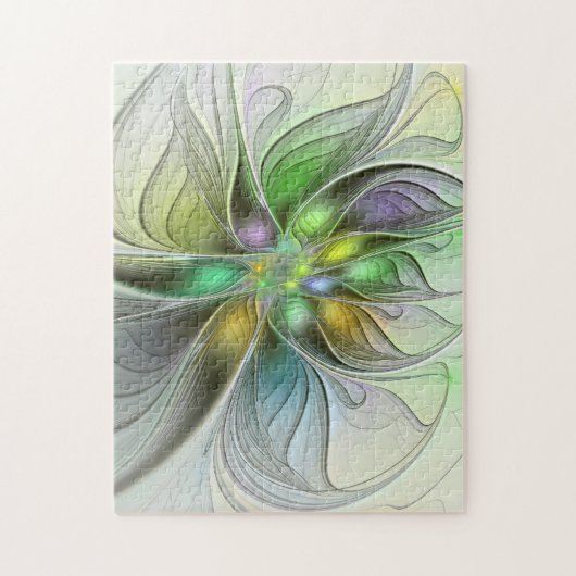 Colorful Fantasy Flower Modern Abstract Fractal Legpuzzel (Verticaal)