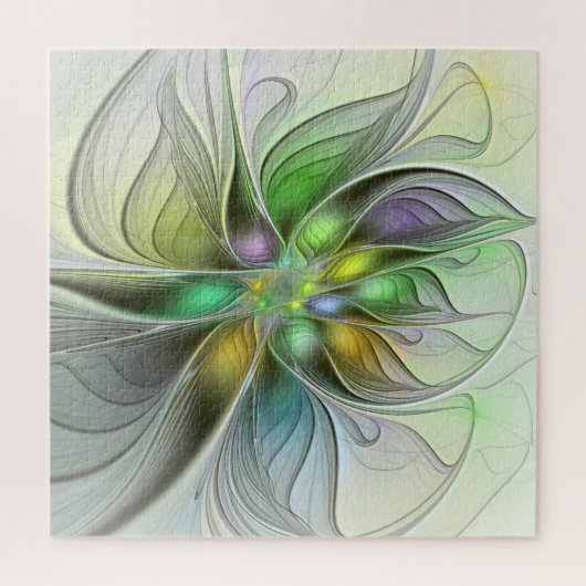 Colorful Fantasy Flower Modern Abstract Fractal Legpuzzel (Verticaal)