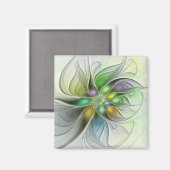 Colorful Fantasy Flower Modern Abstract Fractal Magneet (Voorkant / Achterkant)
