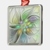 Colorful Fantasy Flower Modern Abstract Fractal Metalen Ornament (Links)