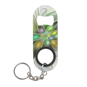 Colorful Fantasy Flower Modern Abstract Fractal Mini Flessenopener