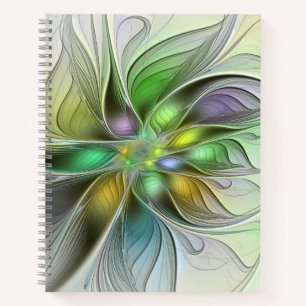 Colorful Fantasy Flower Modern Abstract Fractal Notitieboek