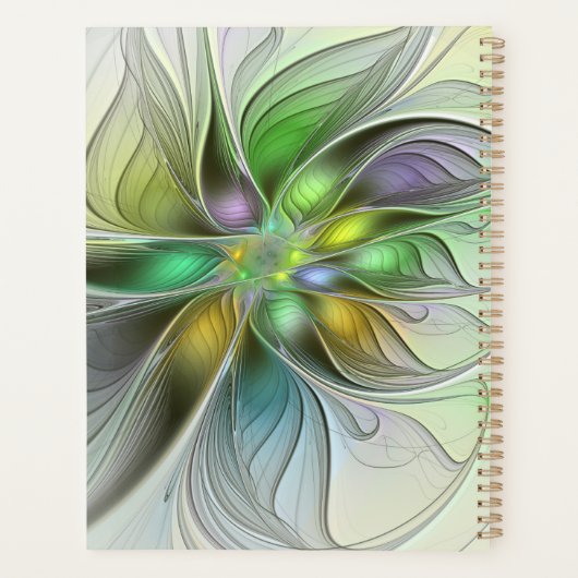 Colorful Fantasy Flower Modern Abstract Fractal Planner (Achterkant)