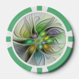 Colorful Fantasy Flower Modern Abstract Fractal Poker Chips