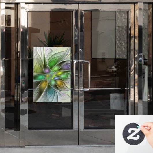 Colorful Fantasy Flower Modern Abstract Fractal Raamsticker (Kantoordeur)