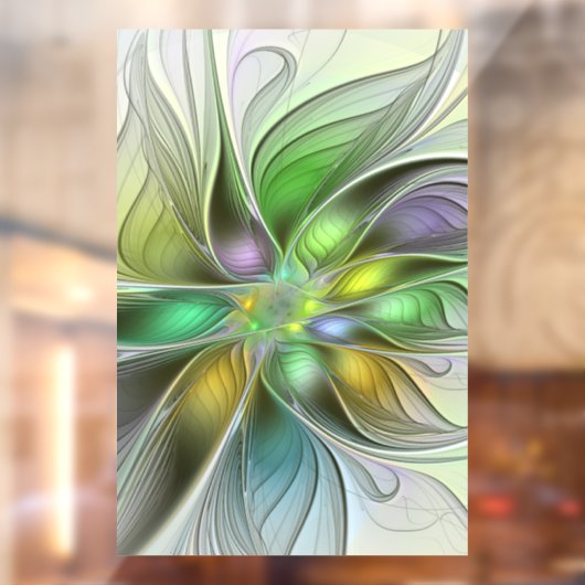 Colorful Fantasy Flower Modern Abstract Fractal Raamsticker (Vel 2)