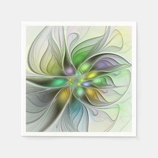 Colorful Fantasy Flower Modern Abstract Fractal Servet (Voorkant)