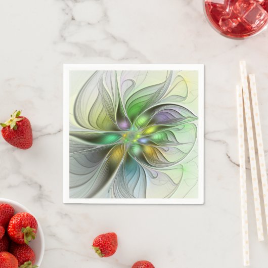 Colorful Fantasy Flower Modern Abstract Fractal Servet (Insitu)