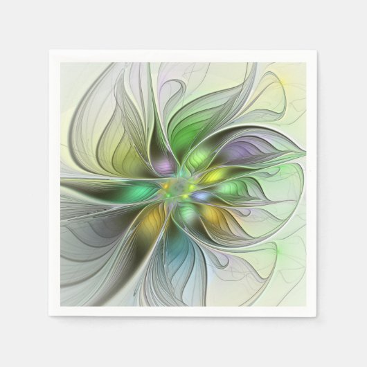 Colorful Fantasy Flower Modern Abstract Fractal Servet (Voorkant)