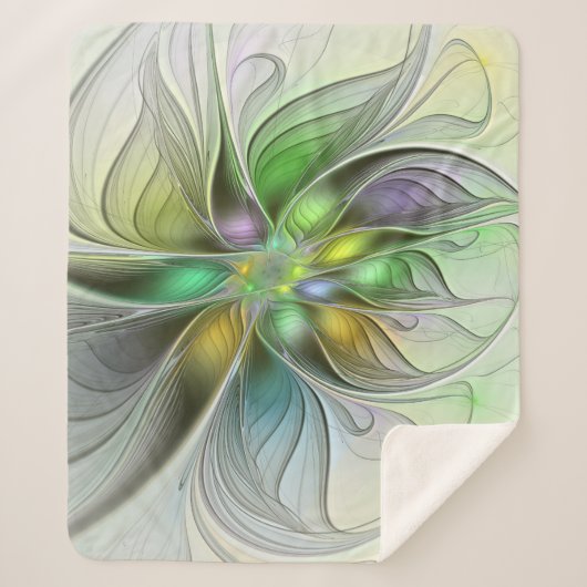 Colorful Fantasy Flower Modern Abstract Fractal Sherpa Deken (Voorkant)