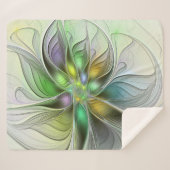 Colorful Fantasy Flower Modern Abstract Fractal Sherpa Deken (Voorkant (horizontaal))