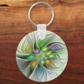 Colorful Fantasy Flower Modern Abstract Fractal Sleutelhanger (Achterkant)