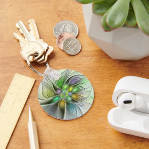 Colorful Fantasy Flower Modern Abstract Fractal Sleutelhanger