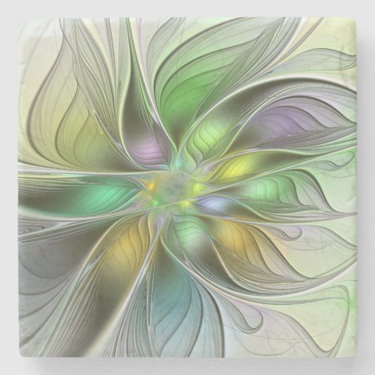 Colorful Fantasy Flower Modern Abstract Fractal Stenen Onderzetter (Voorkant)