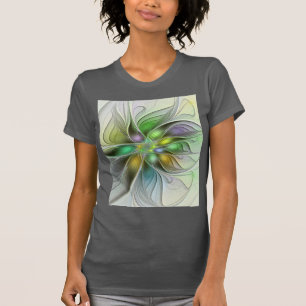 Colorful Fantasy Flower Modern Abstract Fractal T-shirt