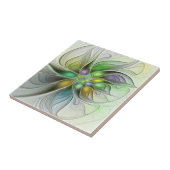 Colorful Fantasy Flower Modern Abstract Fractal Tegeltje (Zijkant)