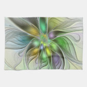 Colorful Fantasy Flower Modern Abstract Fractal Theedoek (Horizontaal)