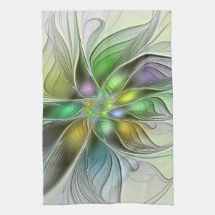 Colorful Fantasy Flower Modern Abstract Fractal Theedoek