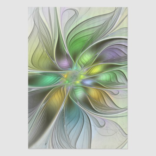Colorful Fantasy Flower Modern Abstract Fractal Tissuepapier (Voorkant)