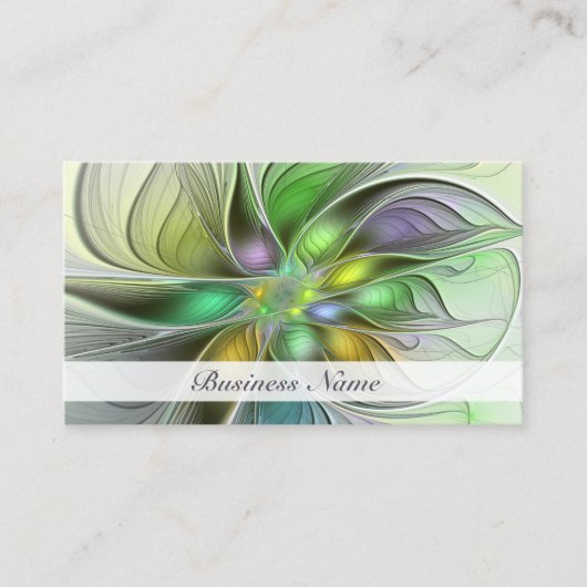 Colorful Fantasy Flower Modern Abstract Fractal Visitekaartje (Voorkant)