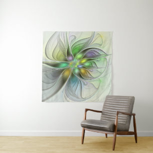 Colorful Fantasy Flower Modern Abstract Fractal Wandkleed