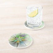 Colorful Fantasy Flower Modern Abstract Fractal Zandsteen Onderzetter (Zijkant)