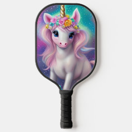 Colorful Fantasy Kawaii Unicorn Pickleball Paddle
