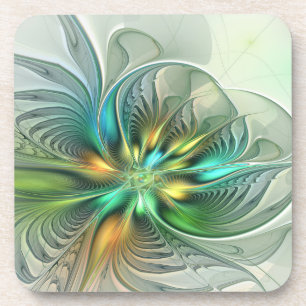 Colorful Fantasy Modern Abstract Flower Fractal Bier Onderzetter