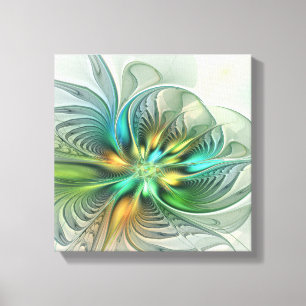 Colorful Fantasy Modern Abstract Flower Fractal Canvas Afdruk