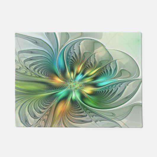 Colorful Fantasy Modern Abstract Flower Fractal Deurmat (Voorkant)
