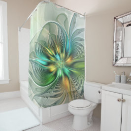 Colorful Fantasy Modern Abstract Flower Fractal Douchegordijn