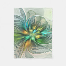Colorful Fantasy Modern Abstract Flower Fractal Fleece Deken