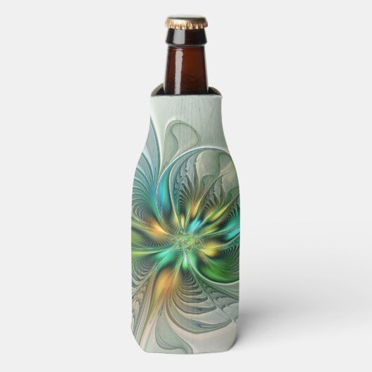 Colorful Fantasy Modern Abstract Flower Fractal Flesjeskoeler (Fles Voorkant)