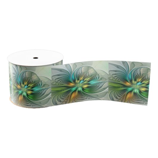 Colorful Fantasy Modern Abstract Flower Fractal Grosgrain Lint (Spoel)