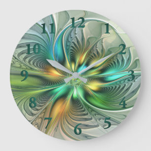 Colorful Fantasy Modern Abstract Flower Fractal Grote Klok